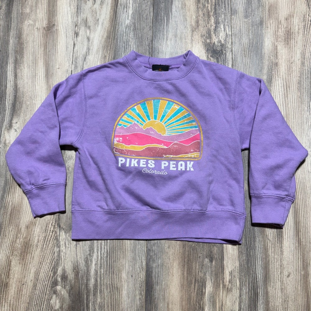 Prairie Mountain Kids Pikes Peak Colorado Graphic Sweatshirt Purple Size 6/8